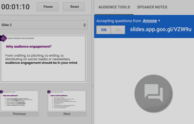 Screenshot of Google Slides Presenter View