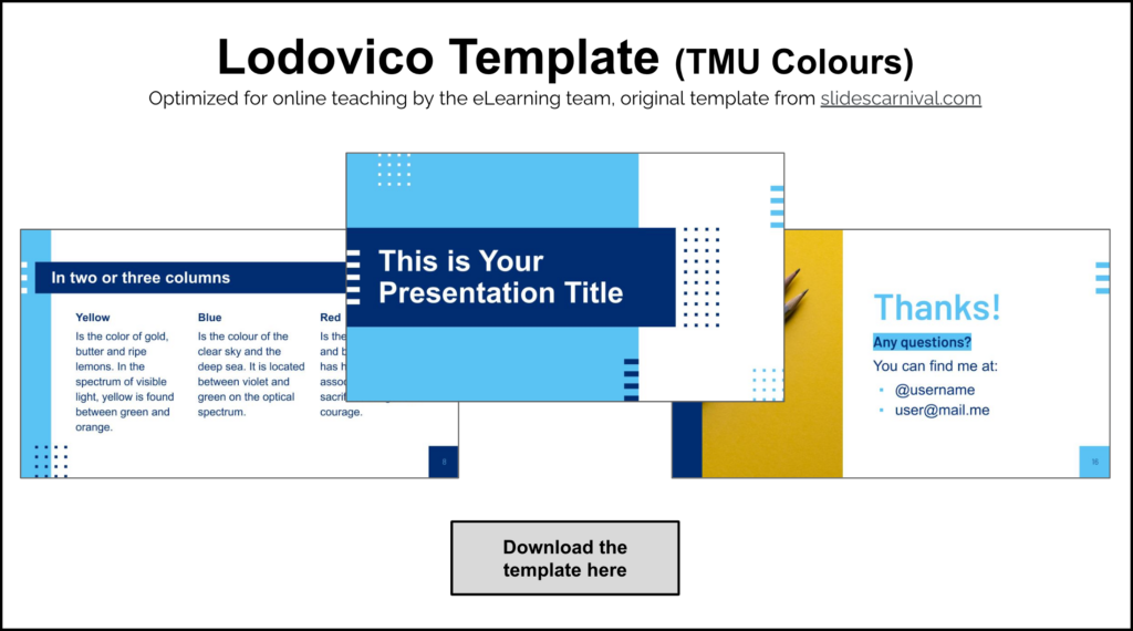 Three presentation slides overlap with the text of the template title, "Lodovico Template" above it. 